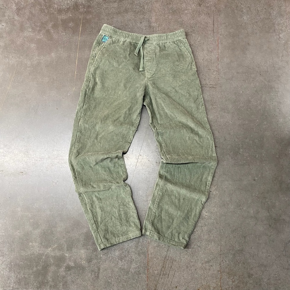 Empyre Corduroy Pants Sage Green Drawstring Waist Relaxed Fit Y2K Size S
